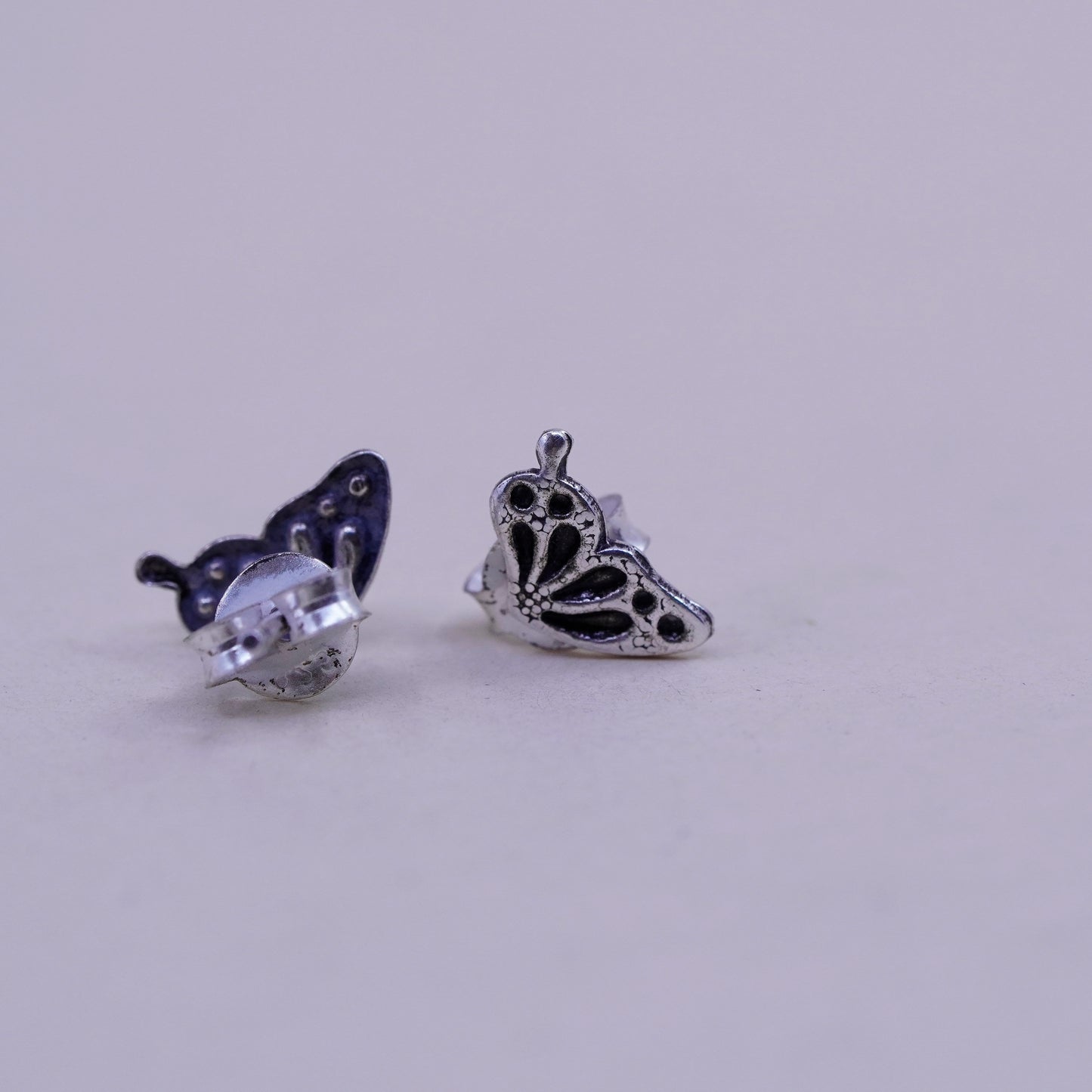 vintage handmade Sterling silver studs, 925 butterfly earrings