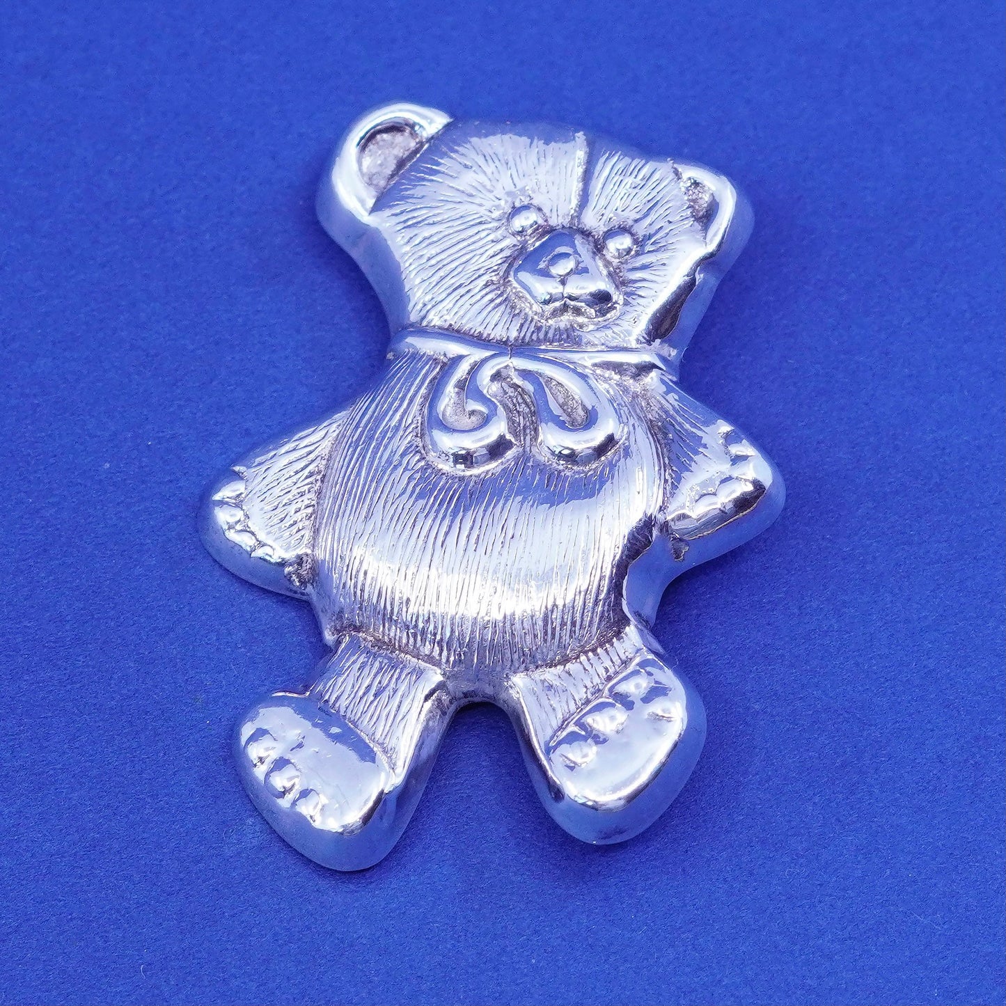 Vintage Sterling silver handmade brooch, 925 teddy bear pendant