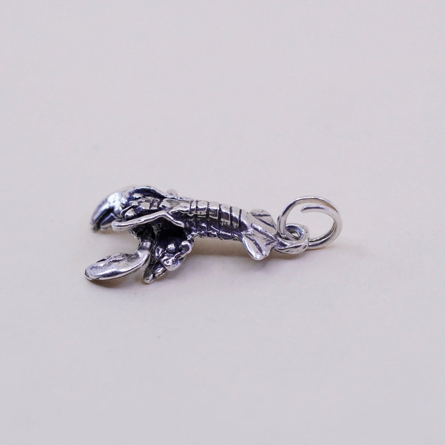 Vintage Sterling 925 silver handmade lobster charm pendant with movable claws