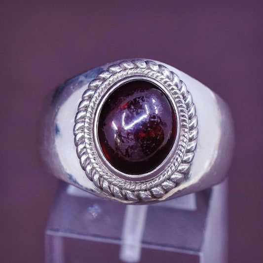 sz 9.5, Sterling silver Handmade statement ring, 925 w/ Oval amethyst N cable