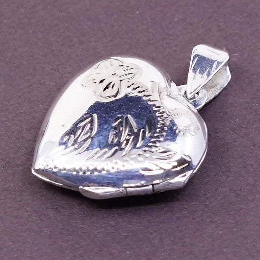 FAS Sterling silver handmade pendant, 925 heart shaped photo locket