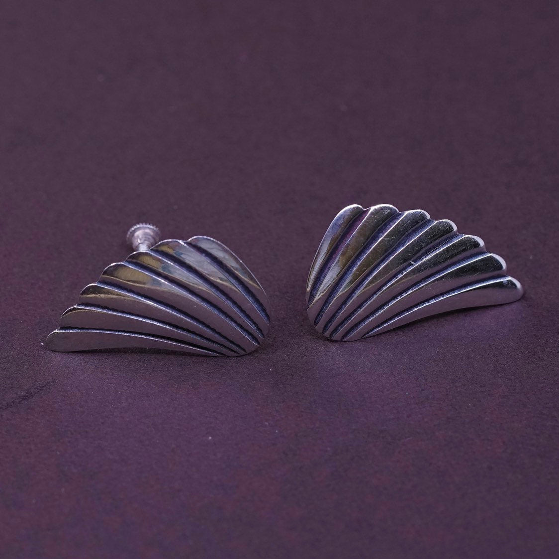 VTG Sterling silver handmade Studs, 925 wings screw on earrings