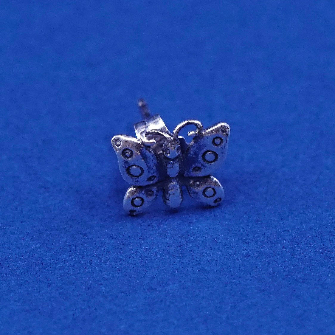 vtg Sterling silver handmade studs, 925 butterfly earrings