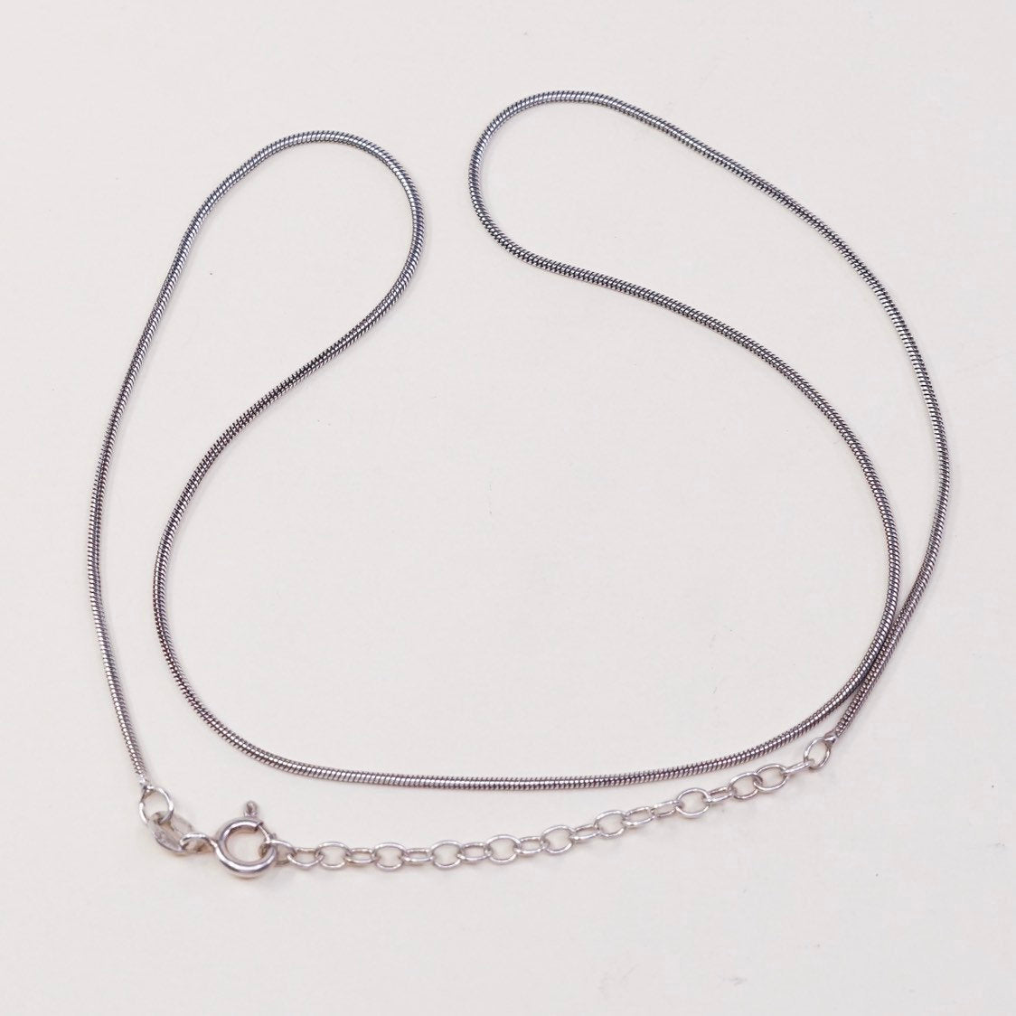 16"+2, vtg sterling silver snake chain, Italy made silver necklace