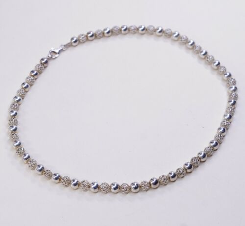 16”, Vintage sterling 925 silver handmade beads necklace, Stamped 925 Utaoy