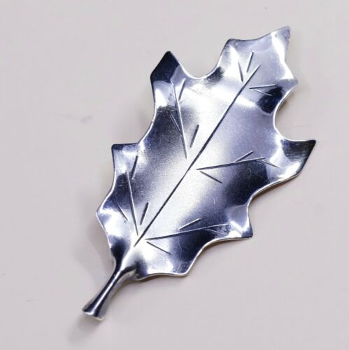 Vintage Sterling Silver Stuart NYE Maple Leaf Pin Brooch, Stamped Sterling