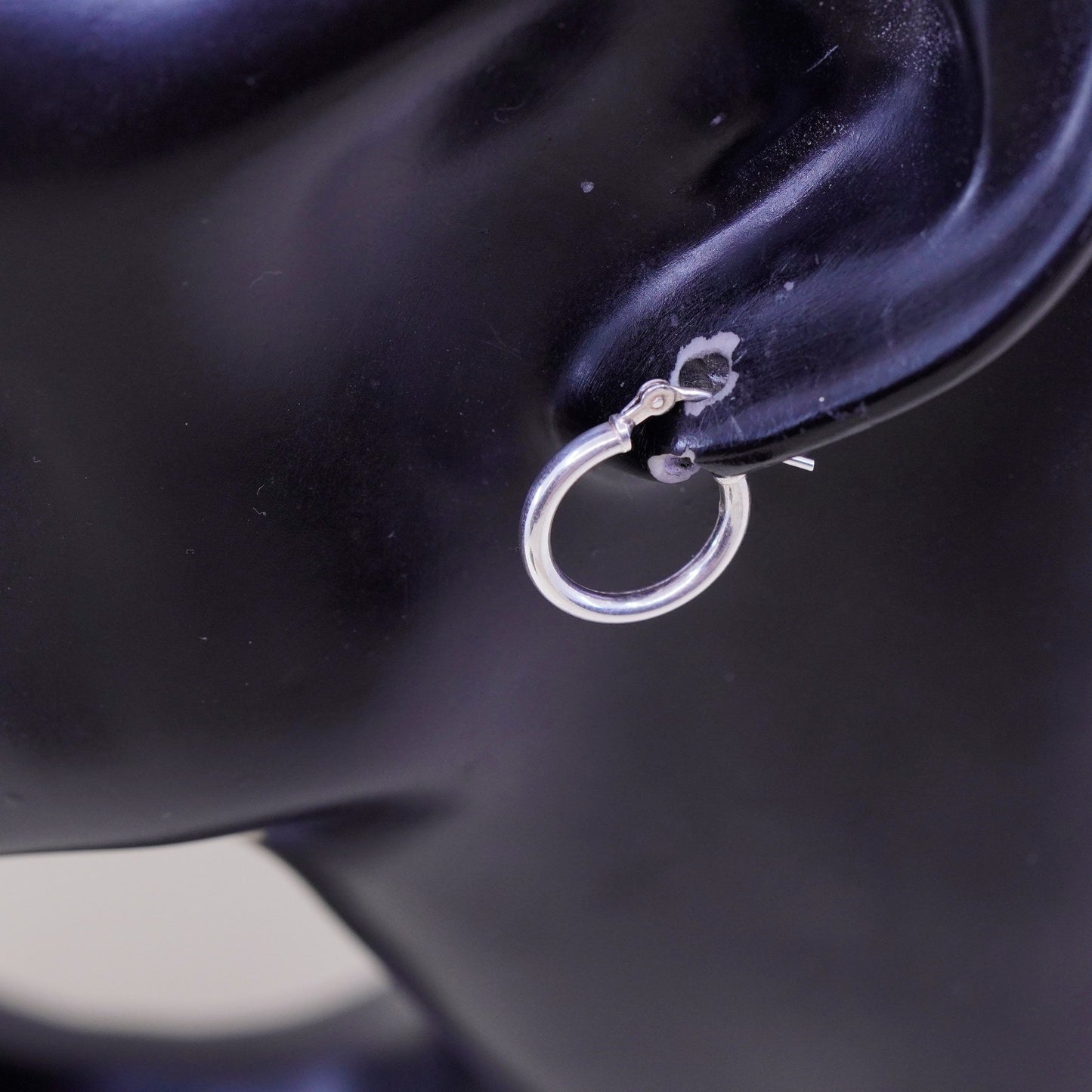 0.5”, Vintage sterling silver loop earrings, minimalist, 925 hoops, huggie