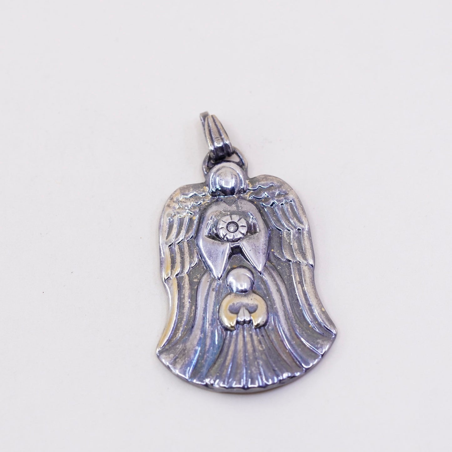 Gorham Sterling 925 silver Angel pendant with diamond. guardian Angel