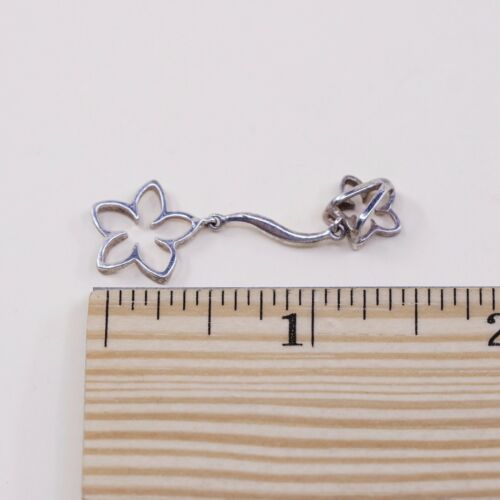 Vintage sterling silver handmade pendant, 925 silver flower, stamped 925