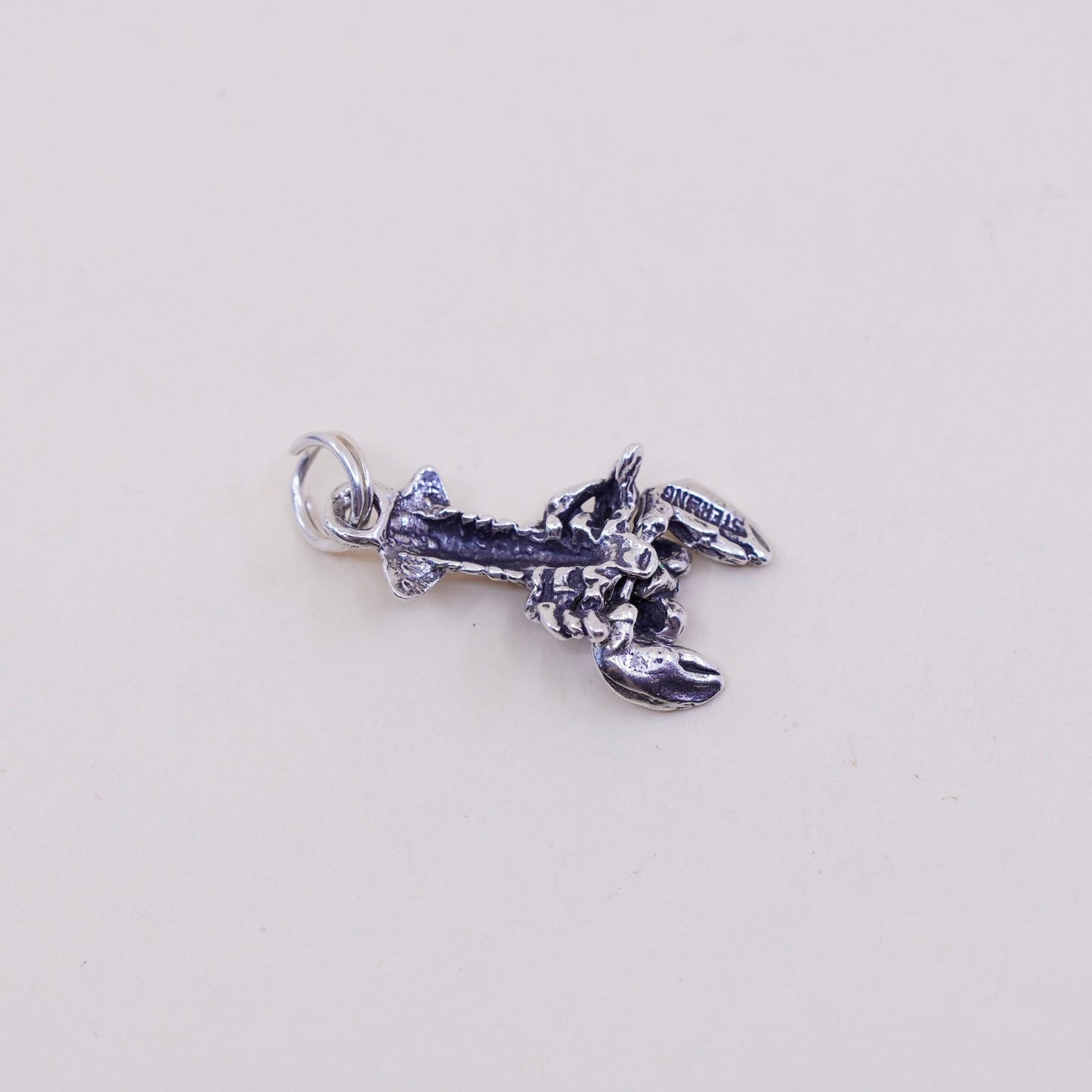 Vintage Sterling 925 silver handmade lobster charm pendant with movable claws