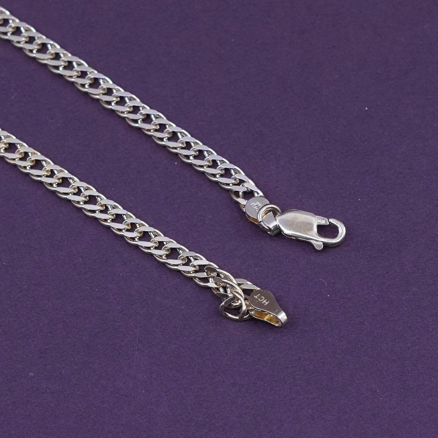 30”, HCT vermeil gold filled Sterling silver necklace, Italy 925 curb chain