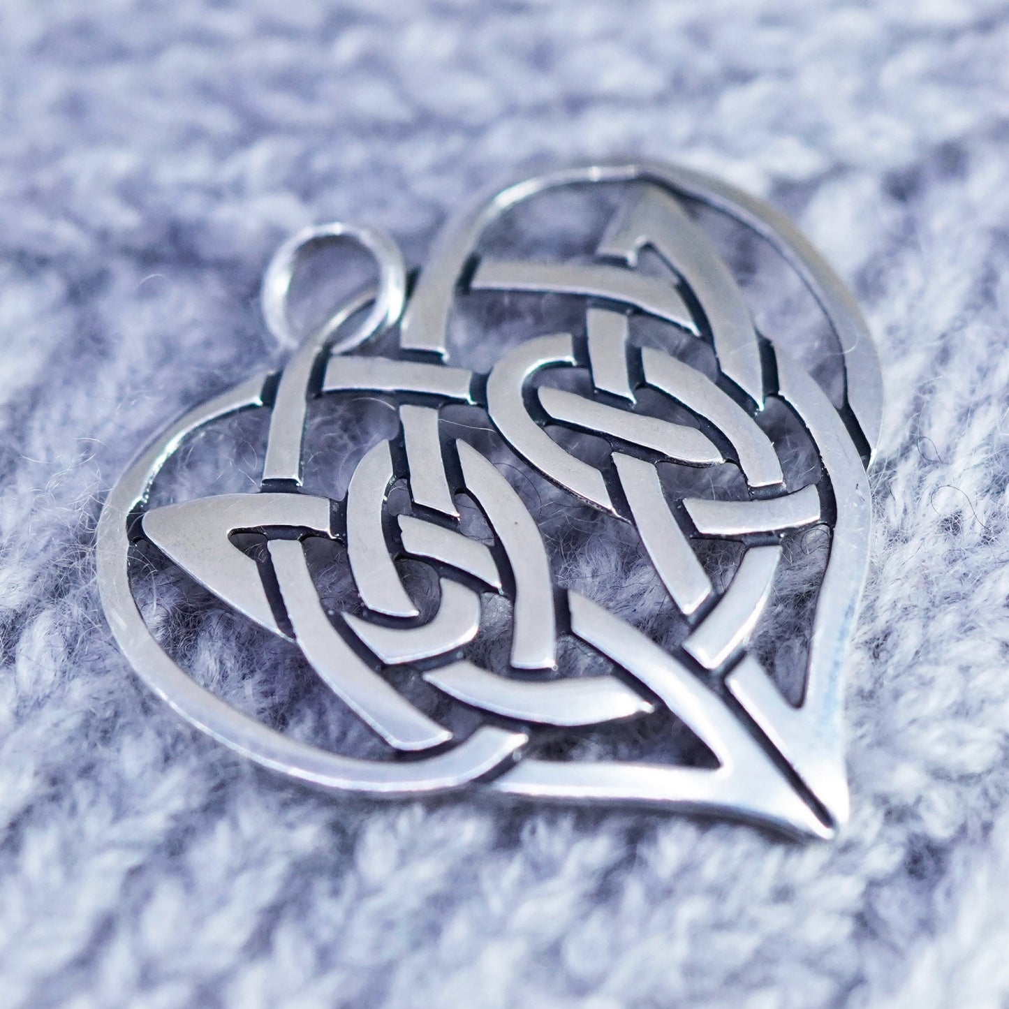 Vintage sterling 925 silver handmade Irish Celtic knot heart pendant