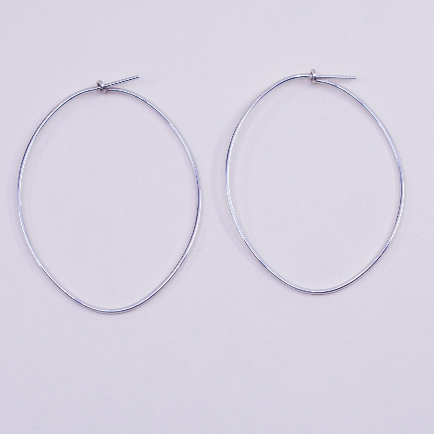 2.25”, Vintage Dyadema sterling silver oval loop earrings, primitive hoops