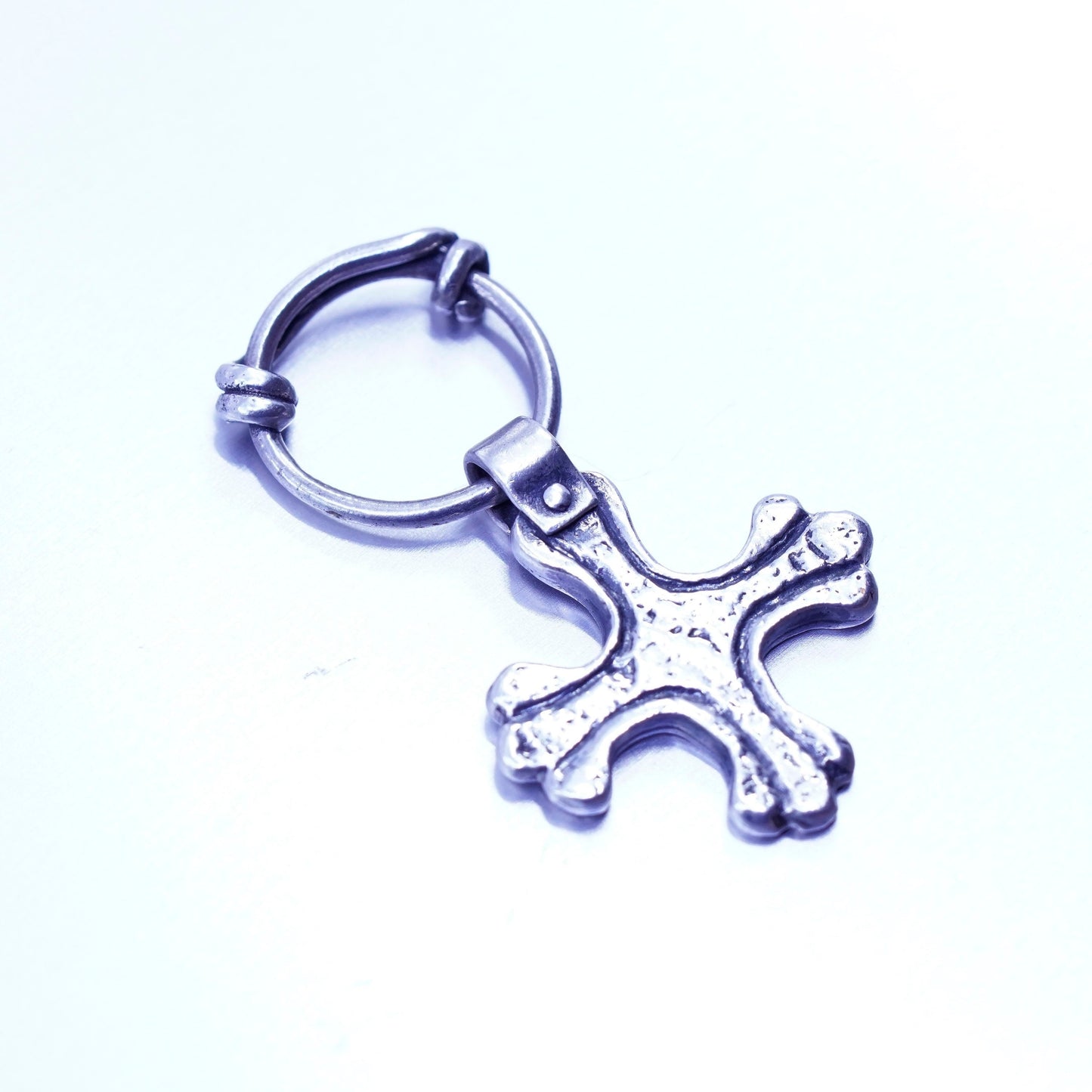 Vintage Israel sterling 925 silver handmade cross pendant charm