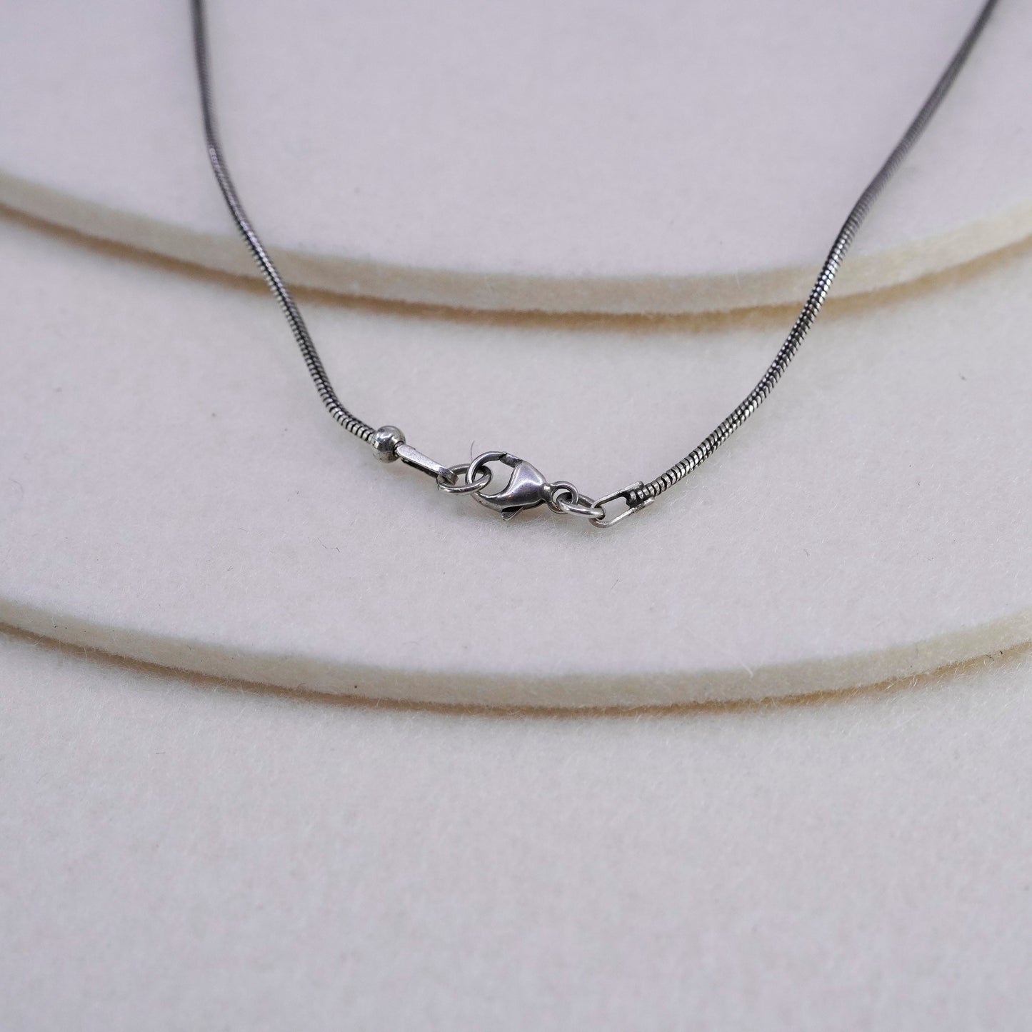 16”, Sterling 925 silver handmade snake necklace with sea washed nugget pendant