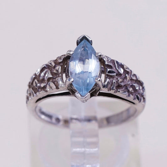 sz 6, VTG Karana Sterling silver statement engagement ring w/ blue topaz