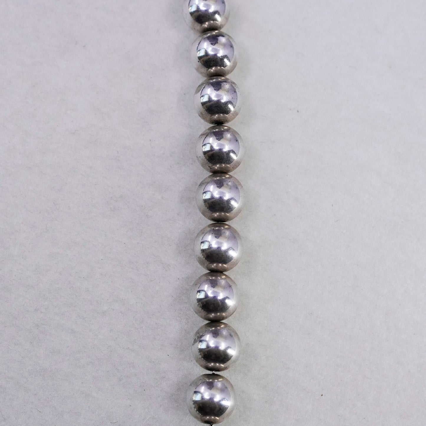 24” 11mm, vintage Sterling 925 silver handmade huge bead necklace