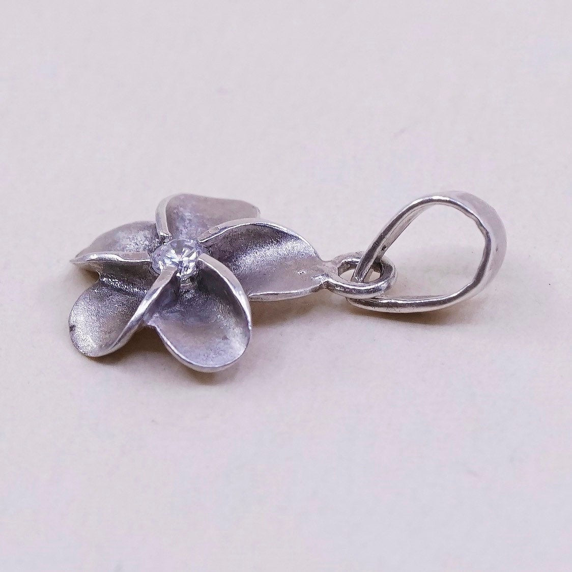 VTG Sterling silver handmade pendant, solid 925 silver flower charm