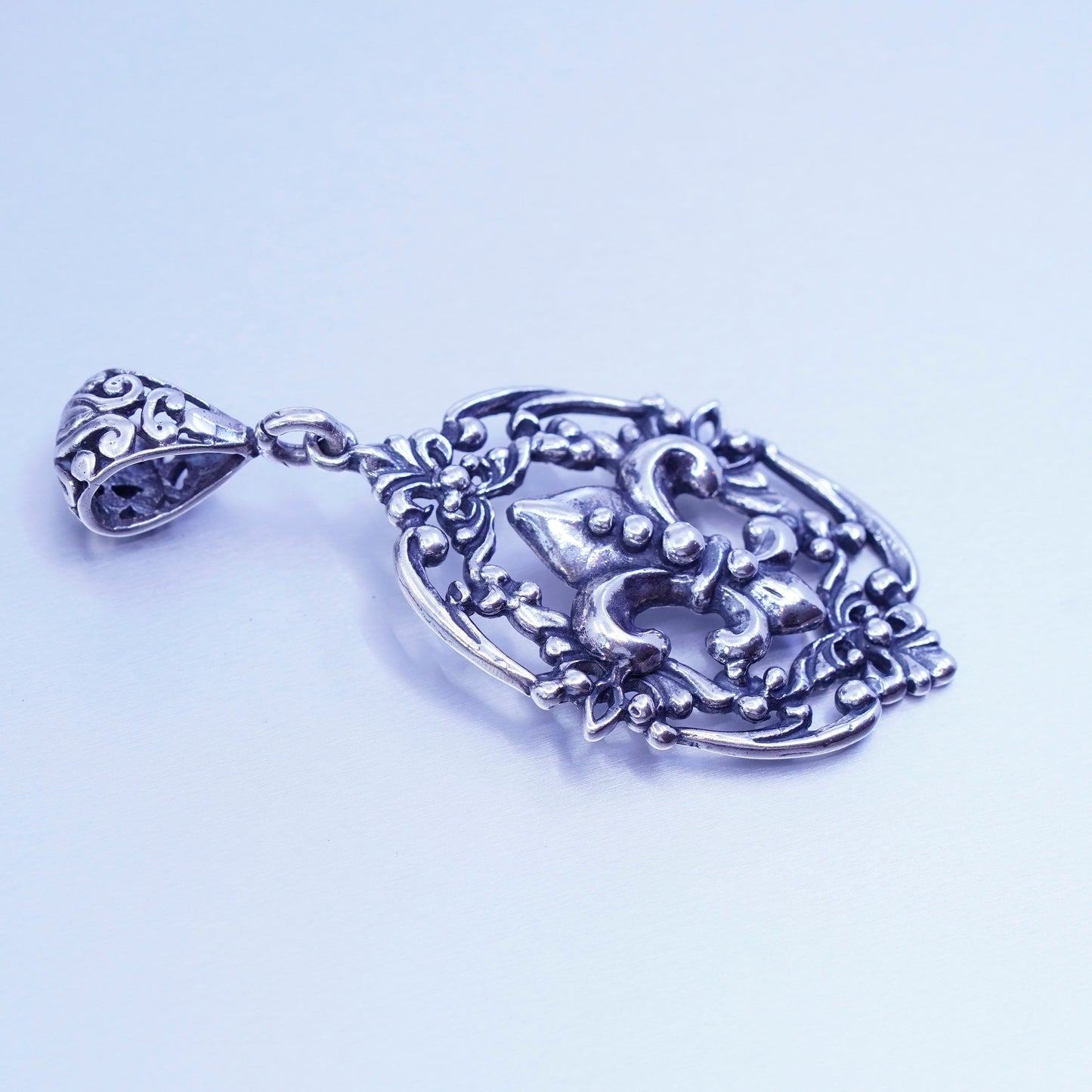 French symbol sterling 925 silver handmade filigree the fleur-de-lis pendant