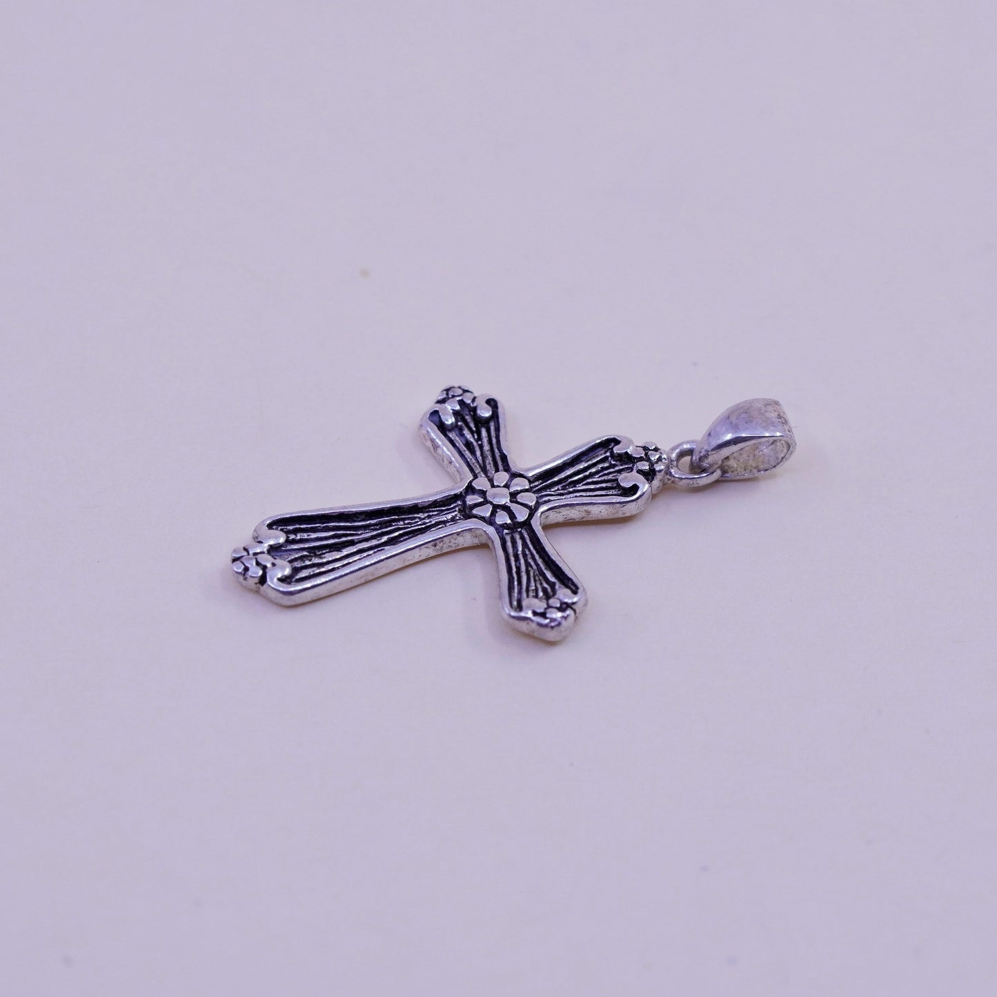 Vintage handmade Sterling silver pendant, textured 925 cross