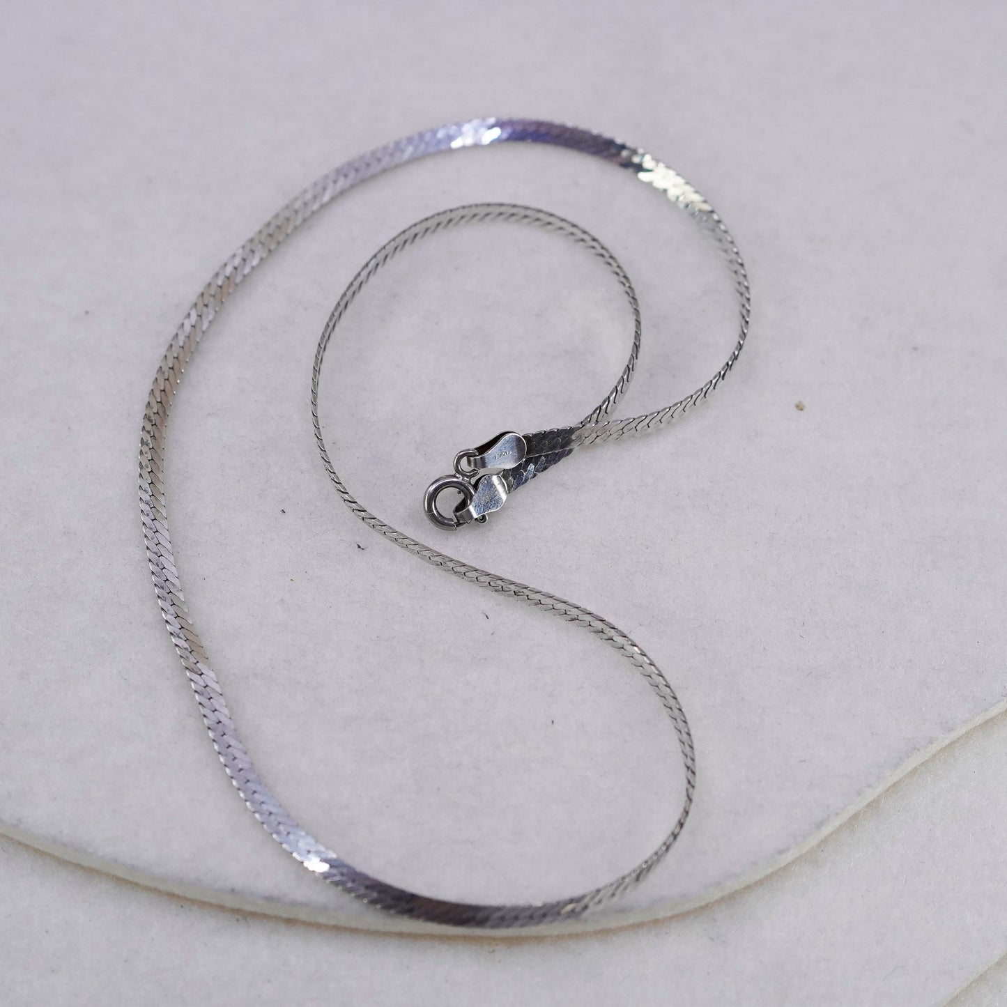 16” 3mm, vintage Canada Sterling 925 silver flatten nugget chain necklace