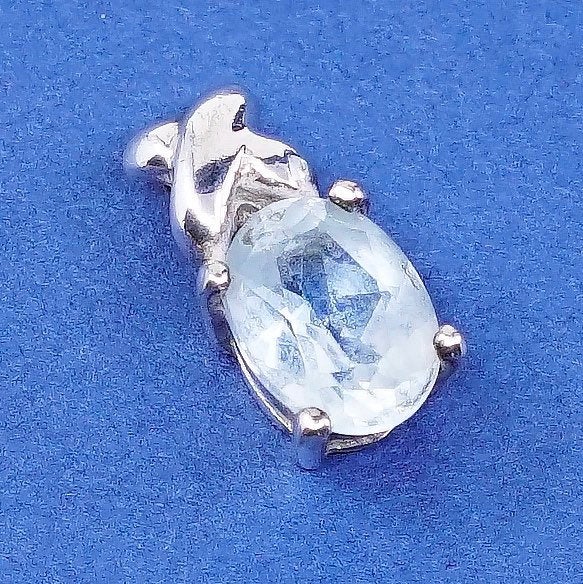 vtg Sterling silver handmade pendant, 925 w/ sapphire, stamped 925