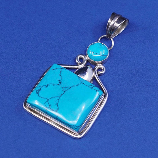 vtg Sterling silver handmade pendant, 925 with turquoise