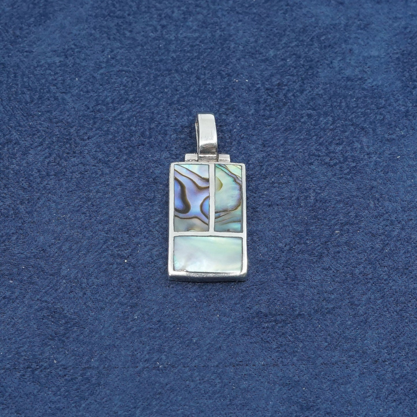 vtg Sterling silver handmade pendant, 925 pendant w/ abalone