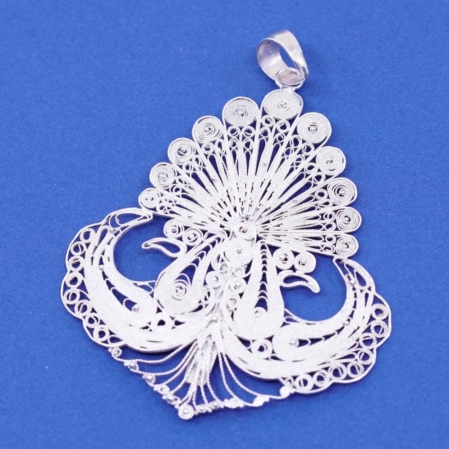 Vintage Tom JOGJA Sterling silver handmade pendant, 925 filigree wing