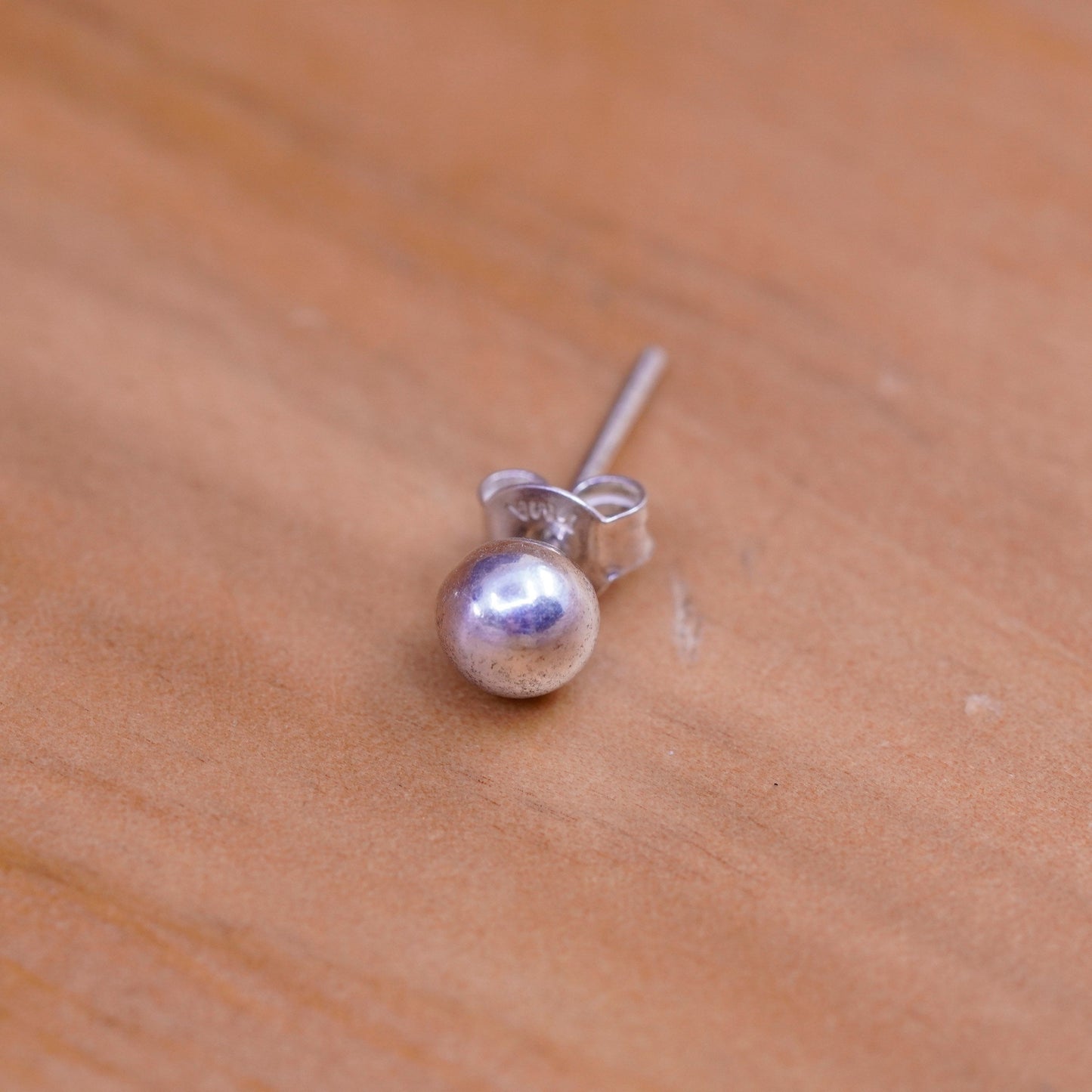 4mm, Vintage Sterling silver huge beads studs, 925 earrings
