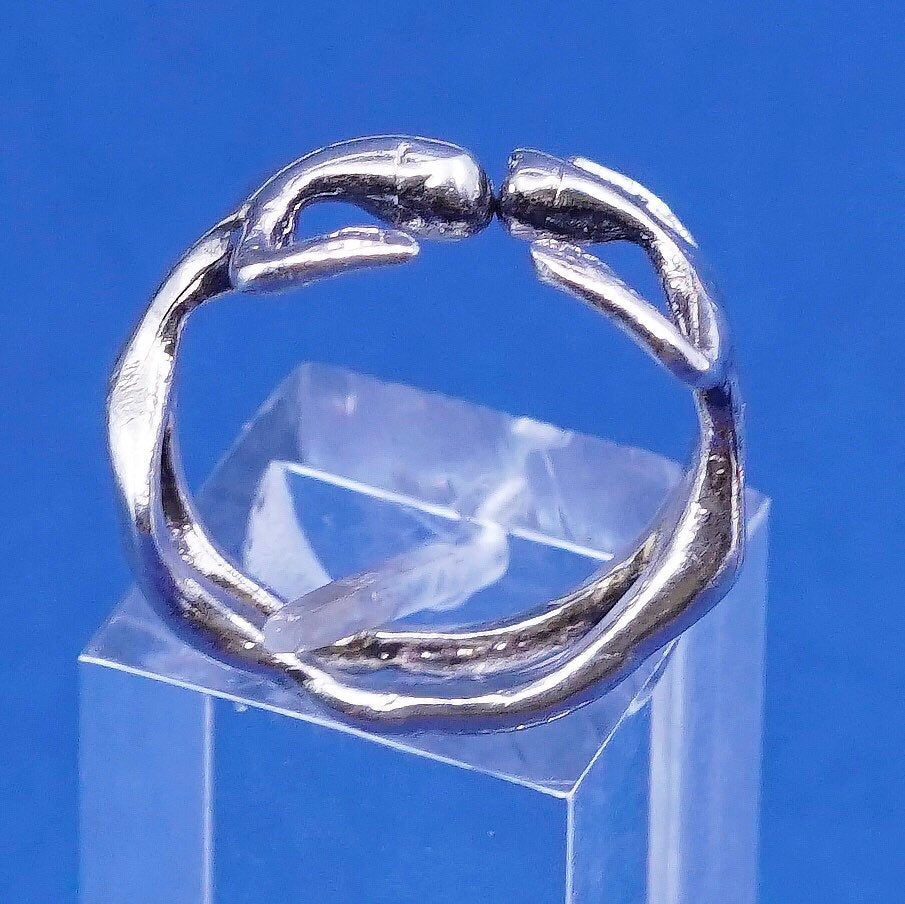 Size 3.75, vtg sterling silver handmade ring, 925 lover, couple wrapping ring