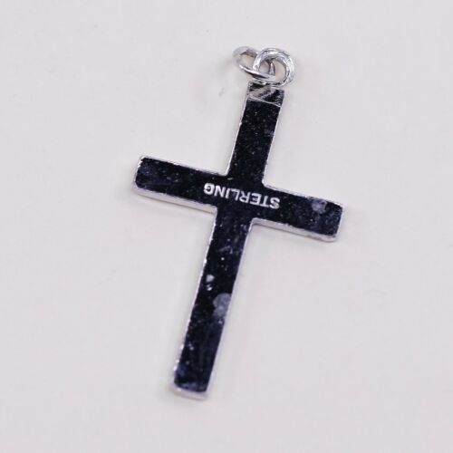 Vintage Sterling Silver Handmade Pendant, 925 silver cross Charm, Stamped