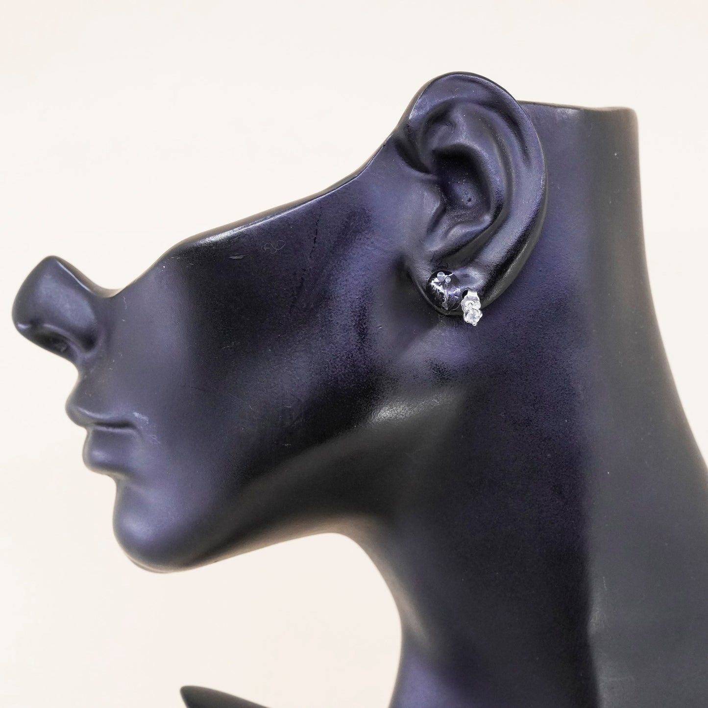 3mm, Vintage sterling 925 silver cz studs, minimalist earrings