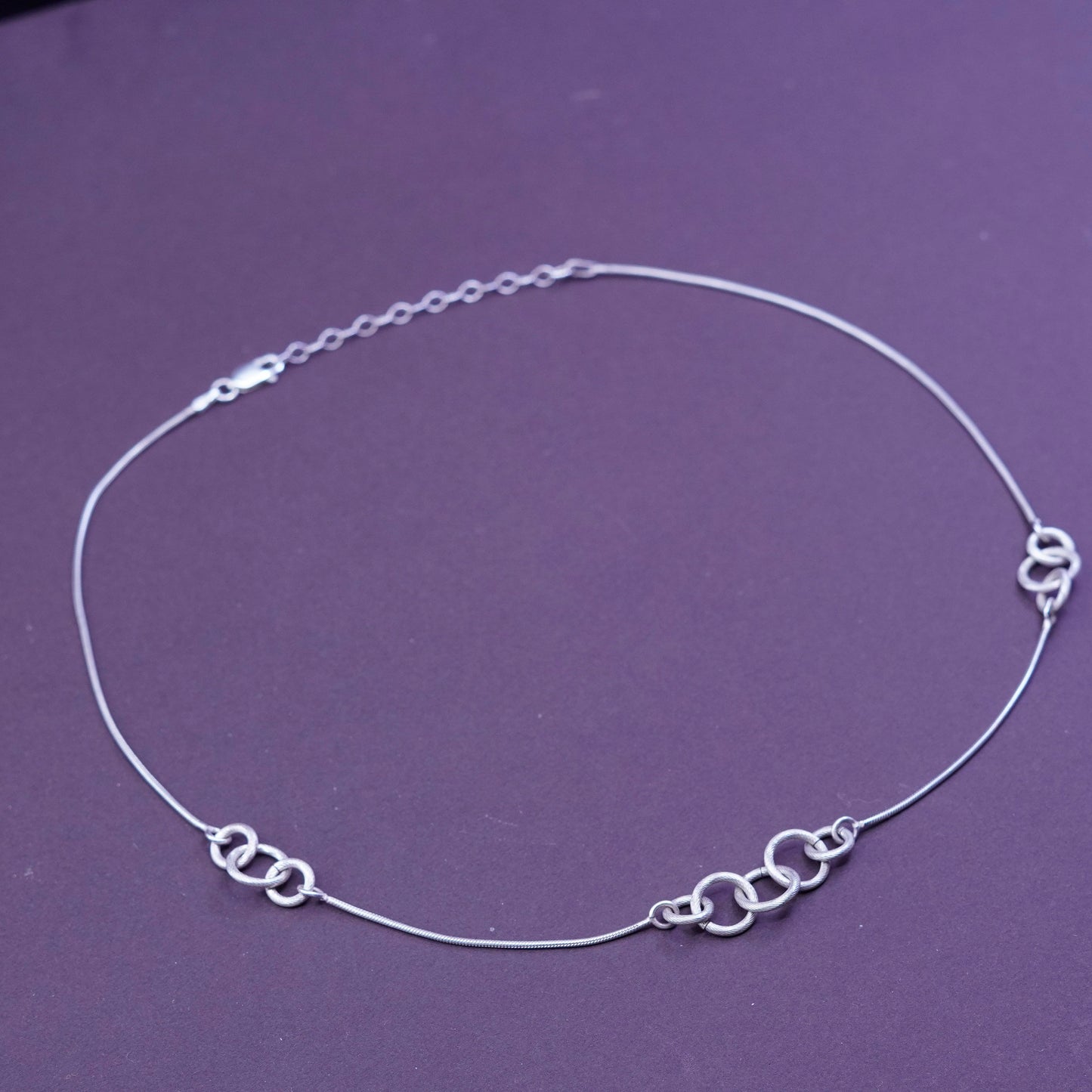 16+2”, Sterling silver necklace, 925 circle chain with entwined circle pendant