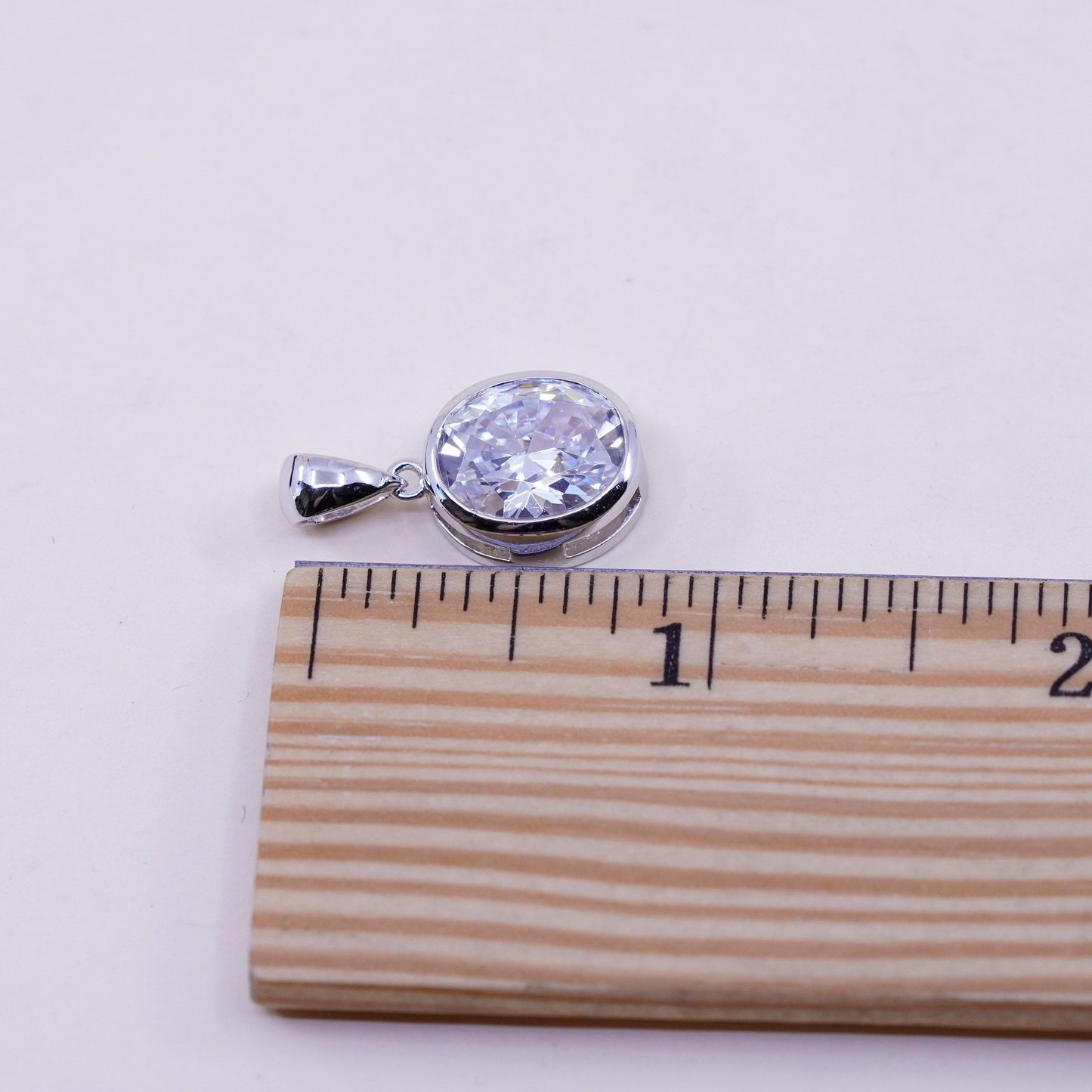 Vintage sterling 925 silver cz crystal charm pendant