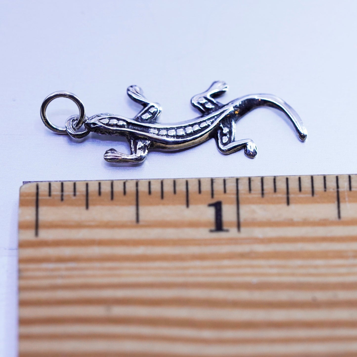 antique sterling 925 silver lizard charm pendant