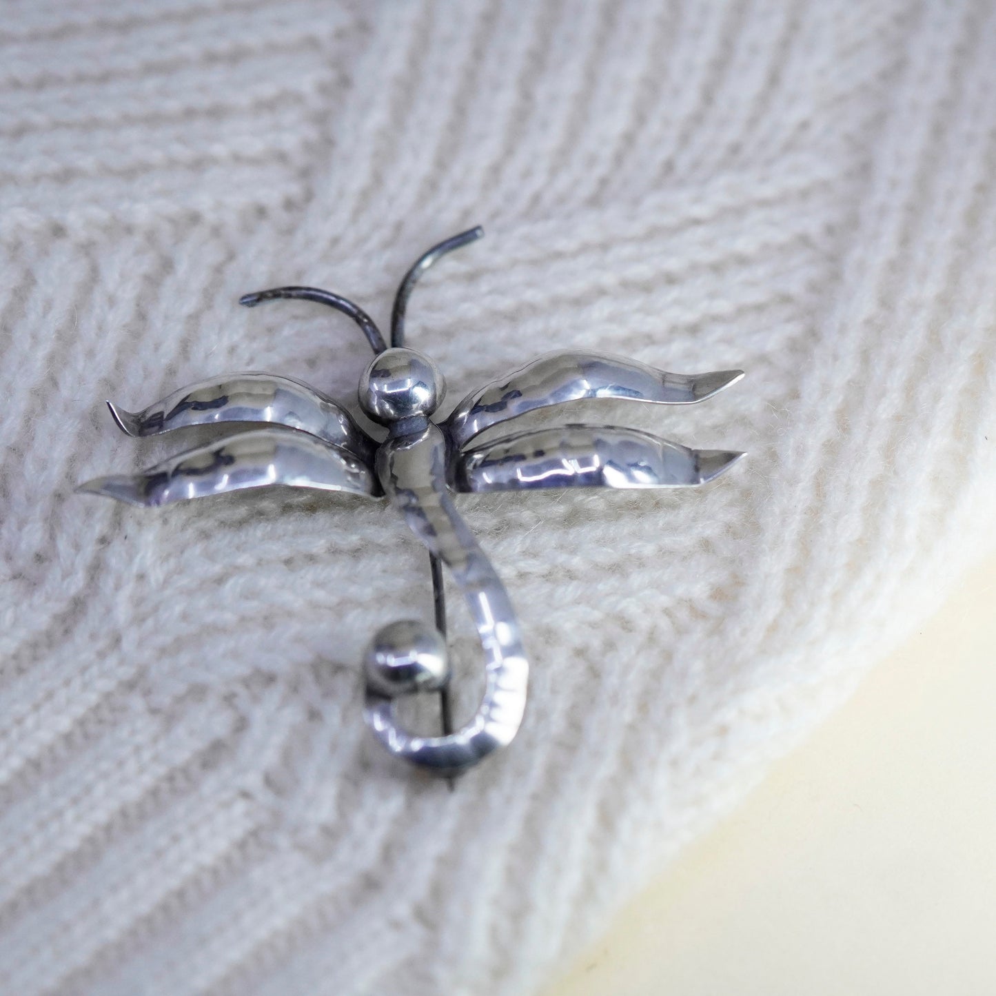 Vintage southwestern Sterling silver handmade brooch, 925 dragonfly pin