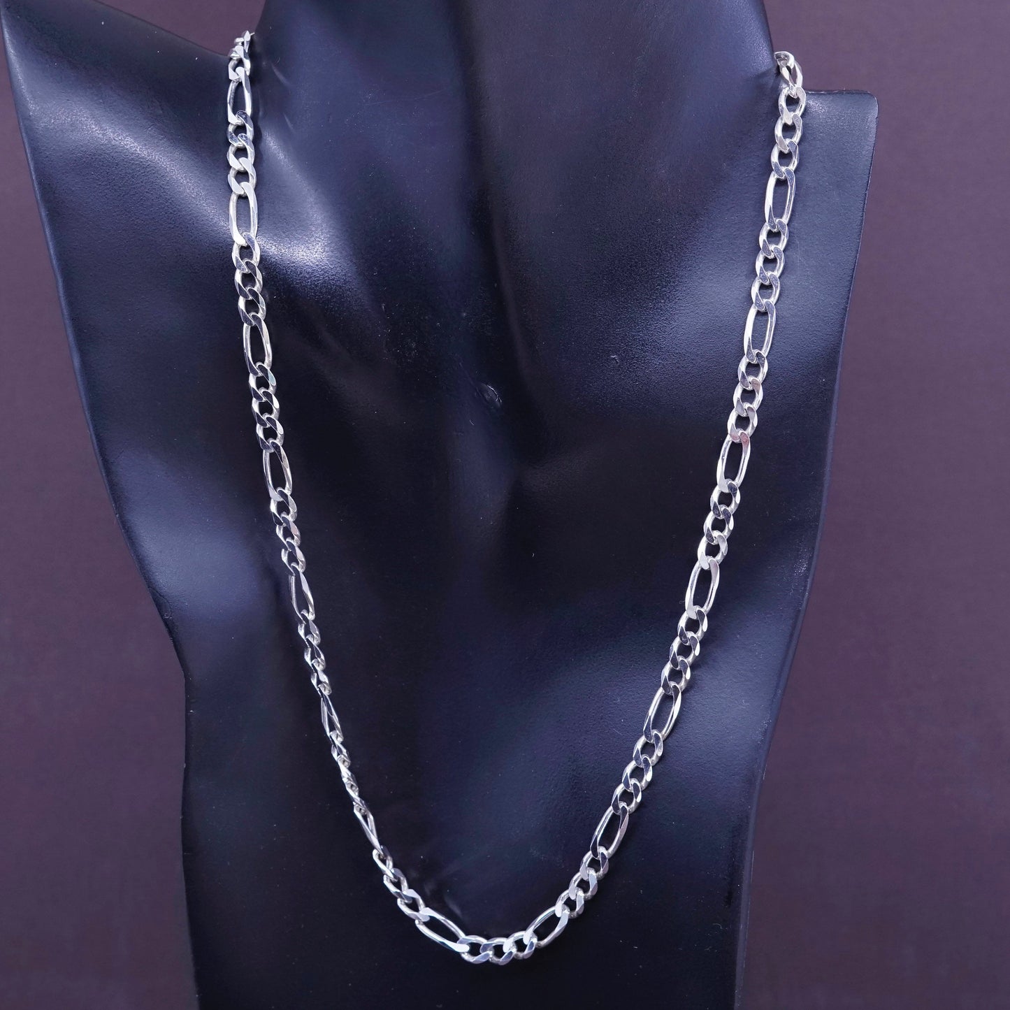 20”, 5mm, Sterling silver figaro chain, solid Italy 925 silver necklace