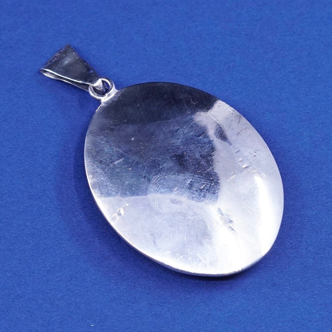 vtg CFC sterling silver handmade pendant, 925 w/ gray lace agate