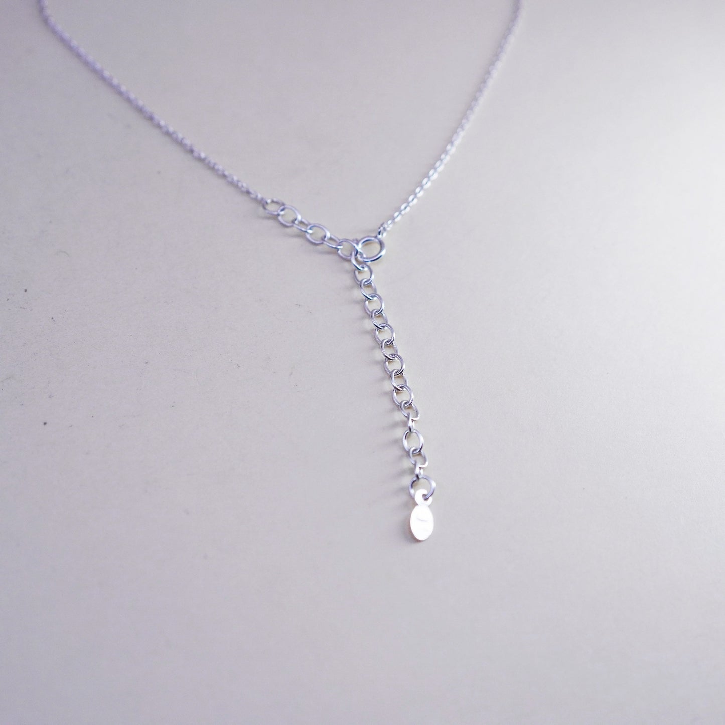 18+2”, Sterling silver necklace, 925 circle chain with cz pendant