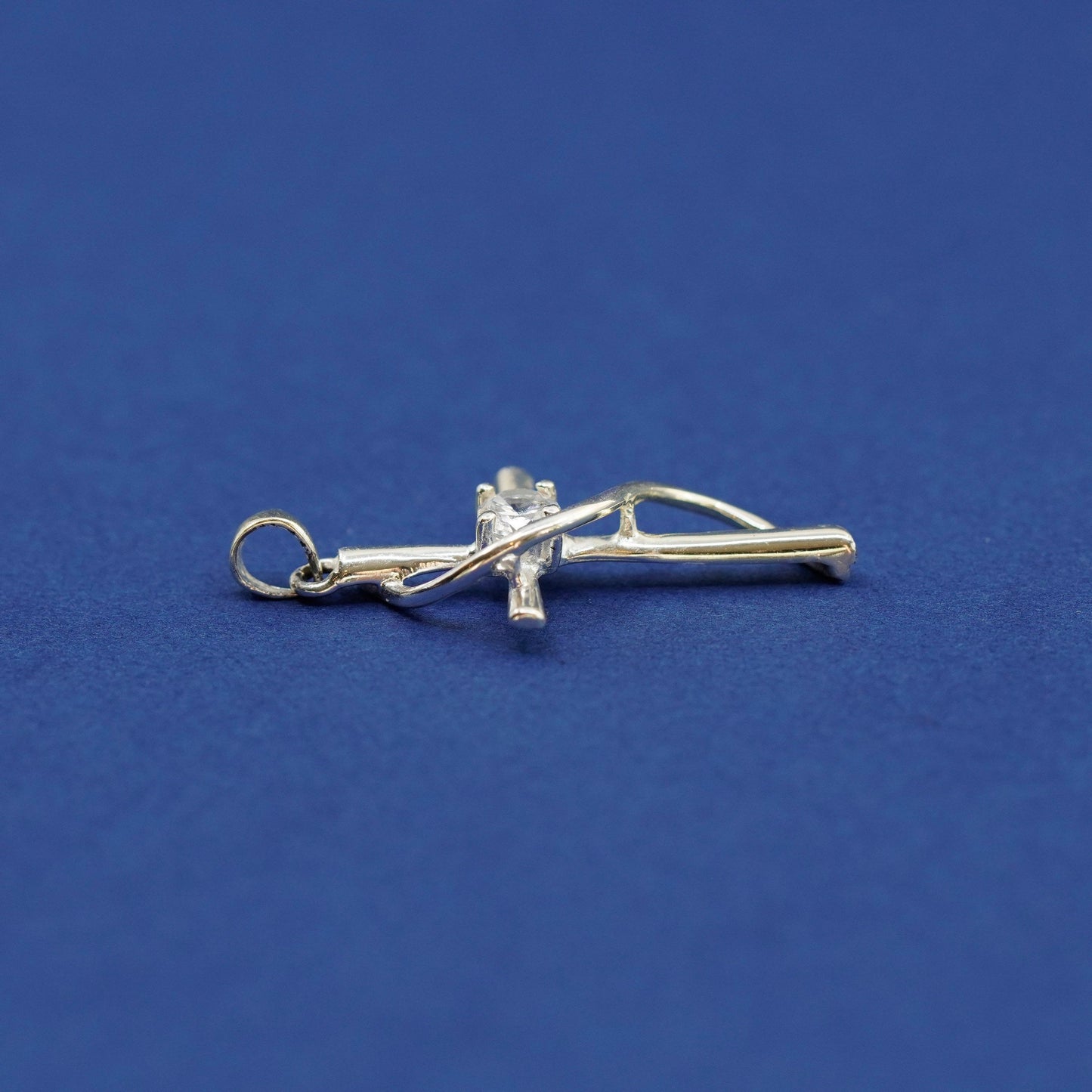 Sterling silver handmade pendant, 925 cross with cz