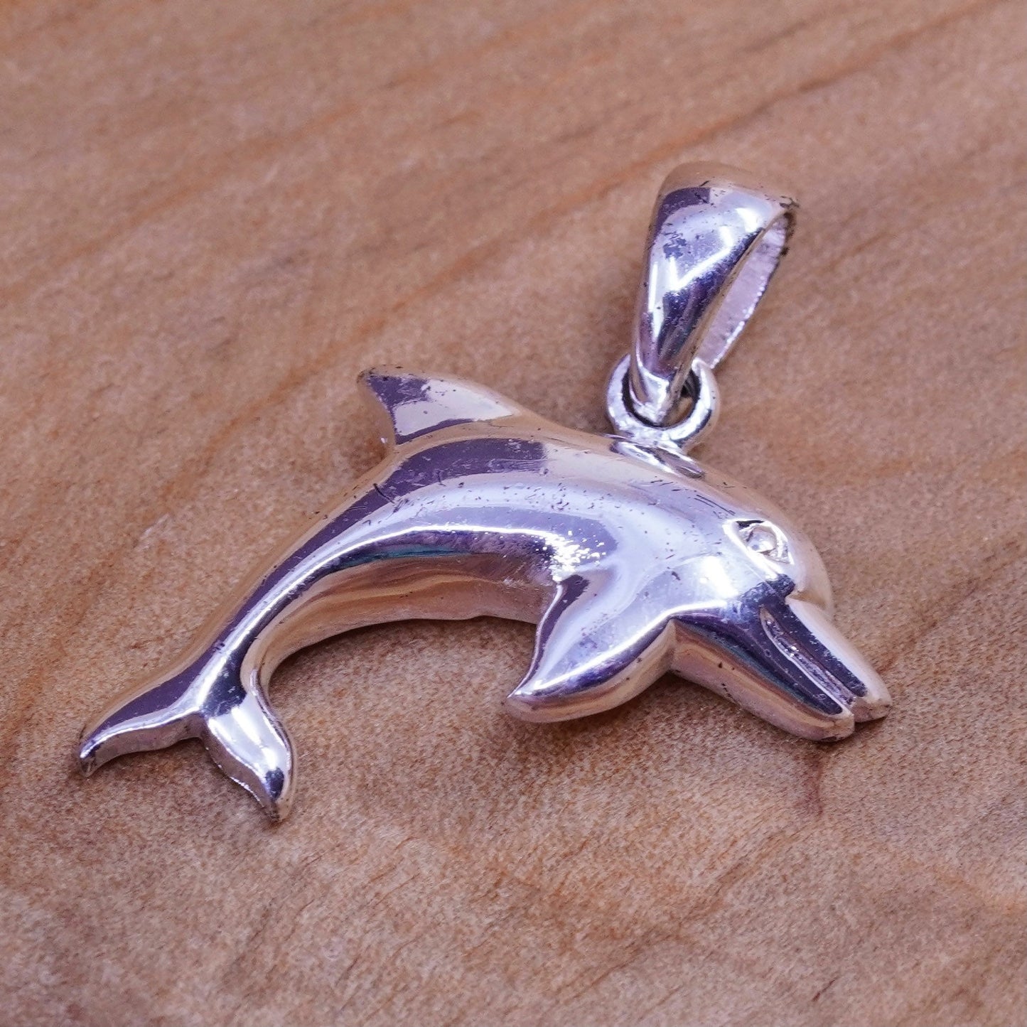 Vintage Sterling silver handmade pendant, 925 dolphin charm