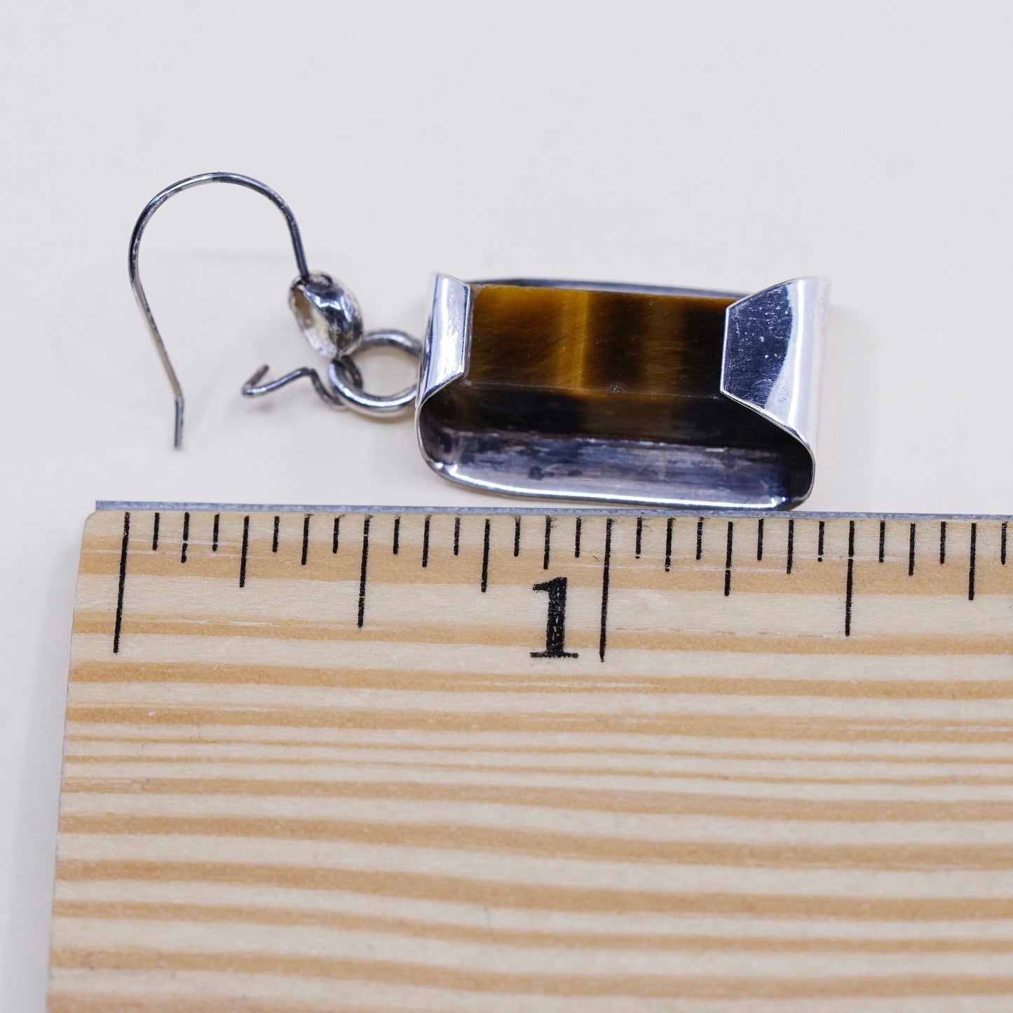 Vintage Sterling silver handmade earrings, 925 with tiger eye dangles