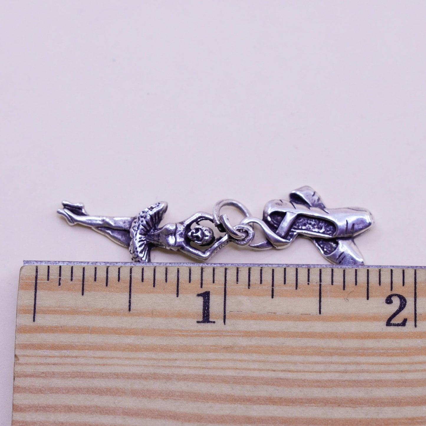 Vintage sterling silver ballerina girl shoes charms, 925 pendant