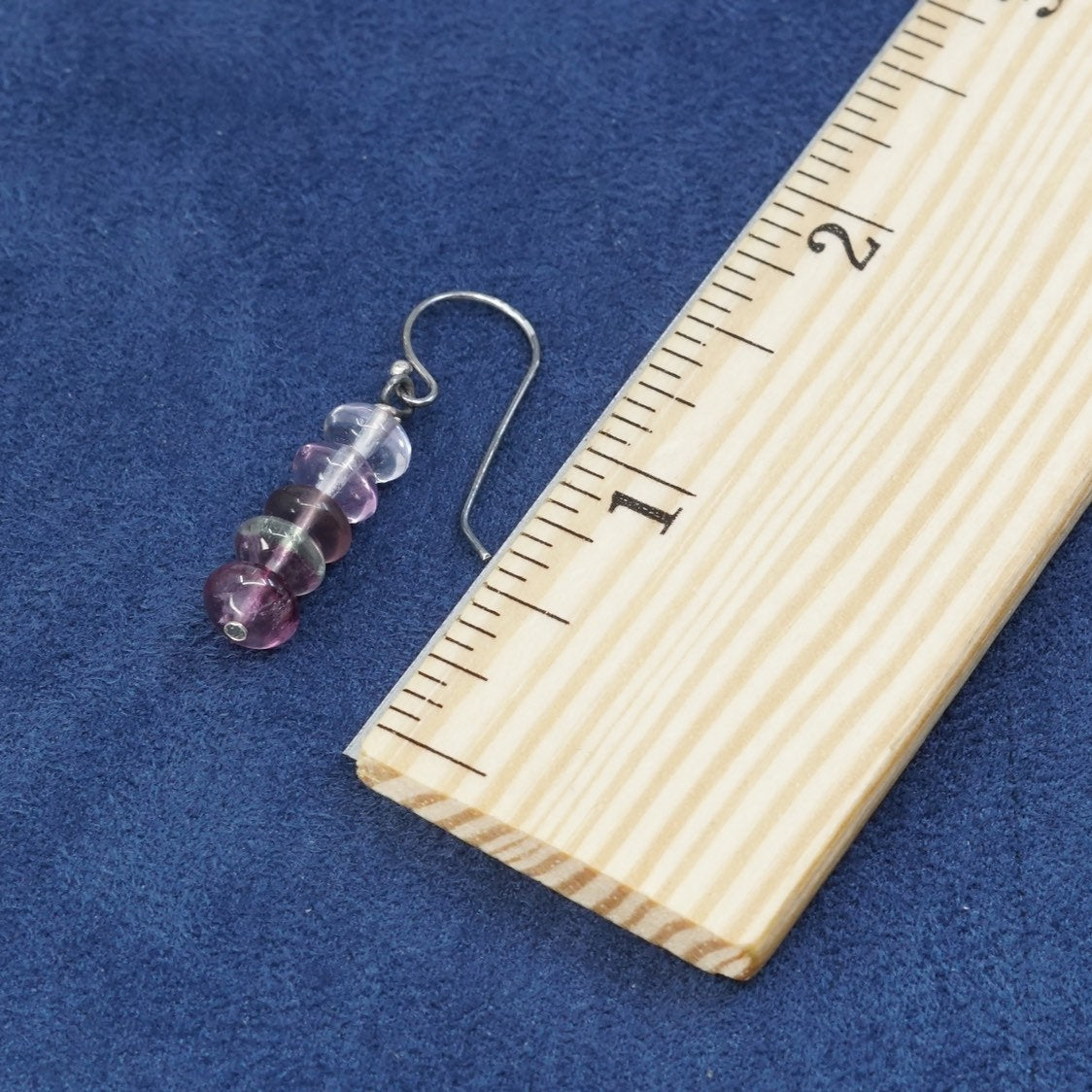 vtg sterling silver handmade earrings, 925 with bead amethyst dangles