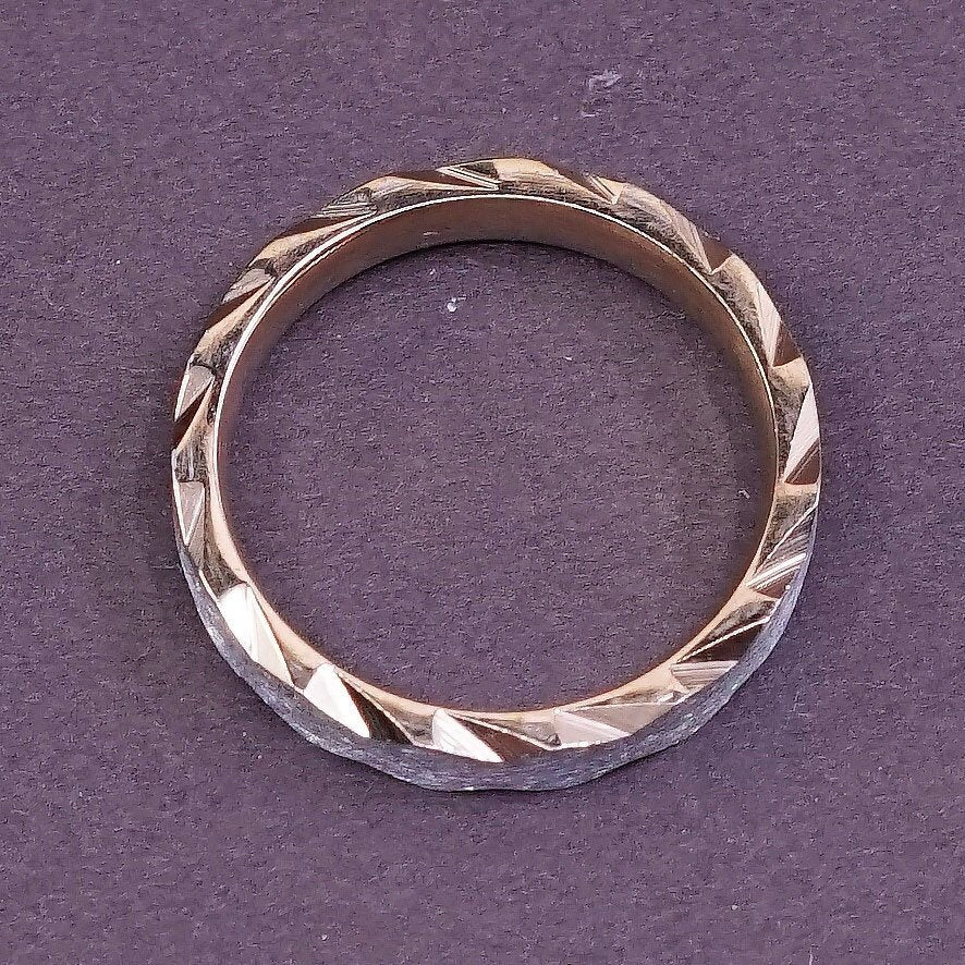 sz 6, vtg modern two tone Sterling silver handmade ring, 925 w/ cz band