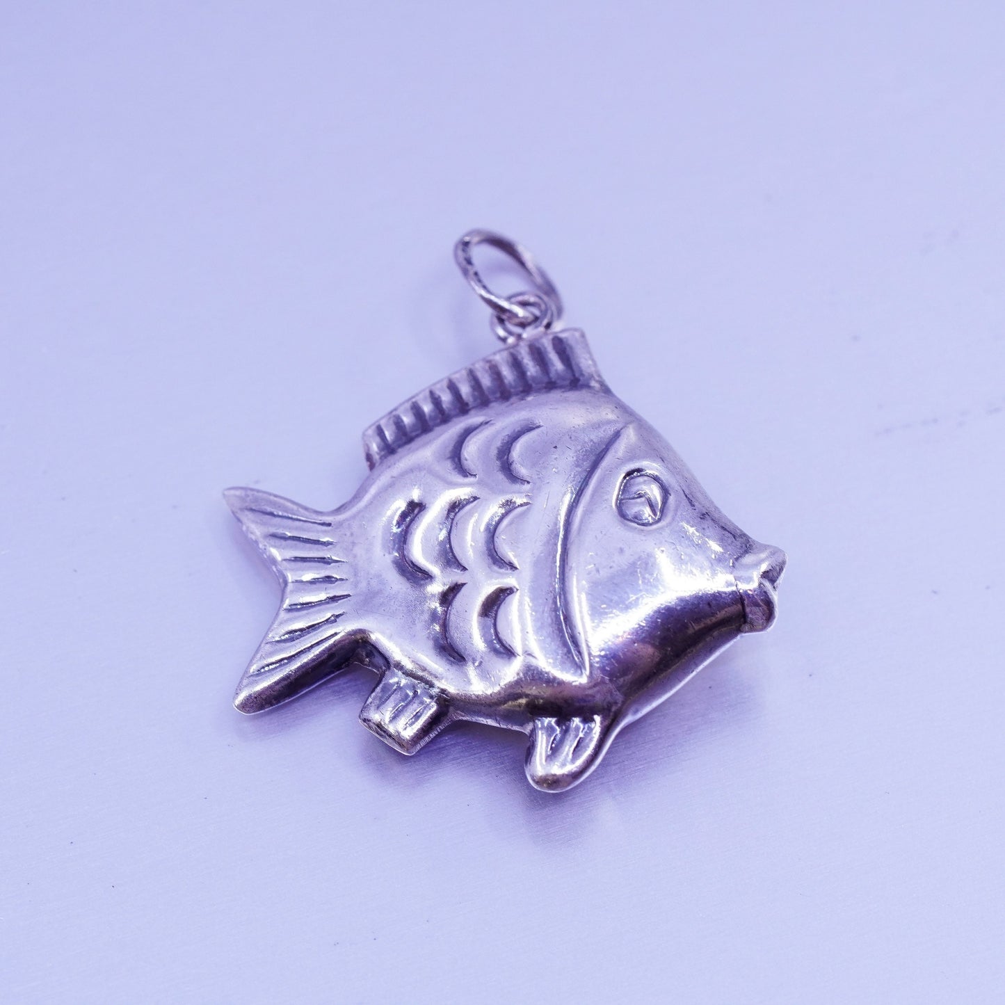 Antique Sterling silver handmade charm, 925 fish pendant