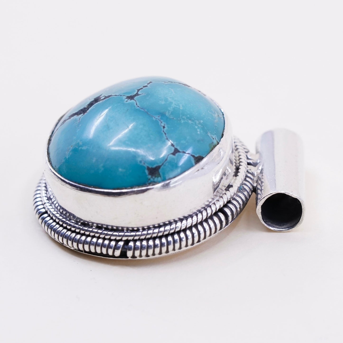 Vintage southwestern Sterling 925 silver handmade pendant w/ turquoise