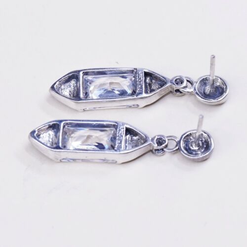 VTG sterling 925 silver handmade earrings Dangles W/ CZ N marcasite