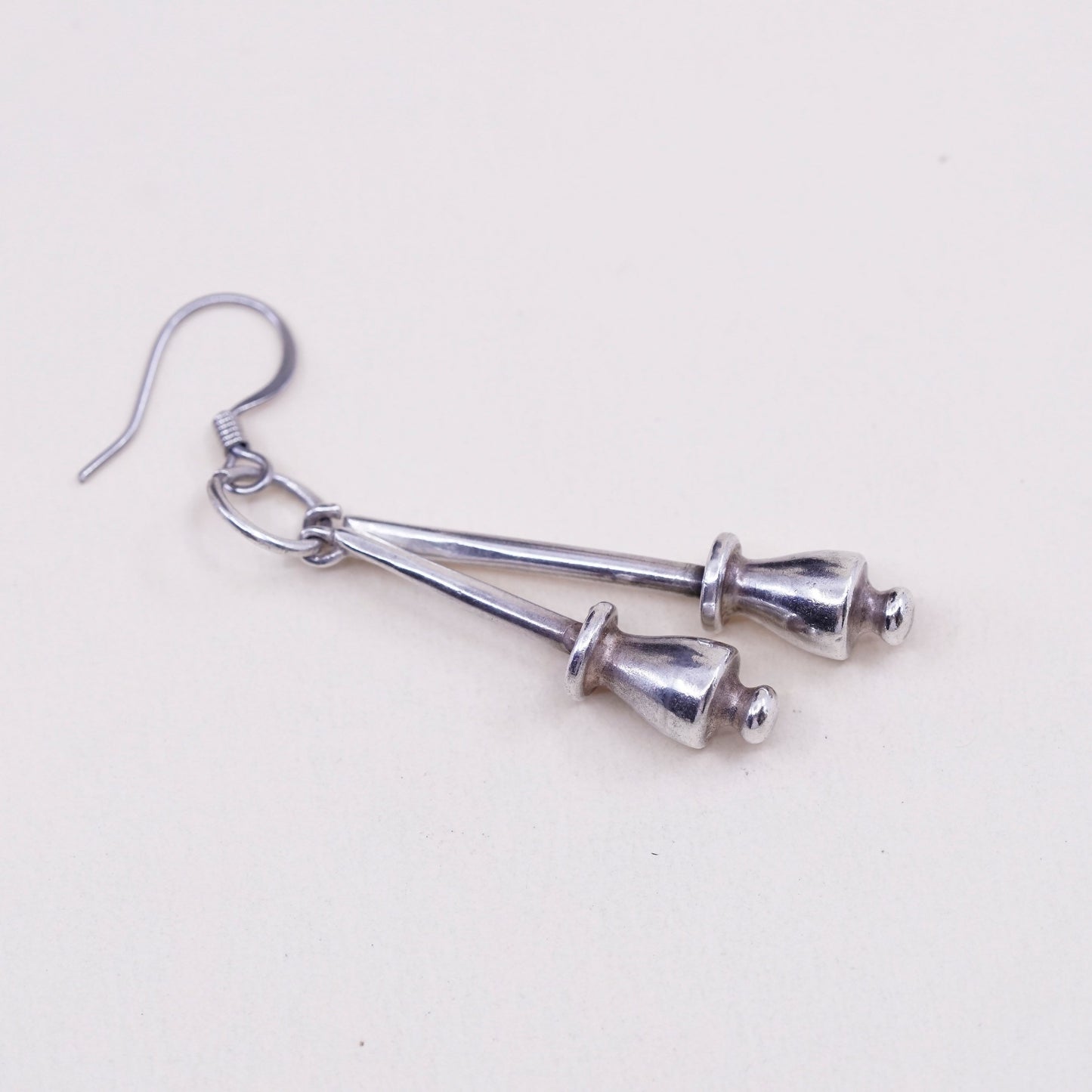 Vintage Sterling 925 silver handmade long earrings with beads